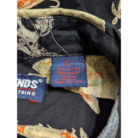 Reel Legends Fishing Lure Fish Button Down Shirt Mens Size Large Hawaiian Cotton - Picture 9 of 9